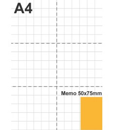 Dimensione post-it 50x75mm in relazione ad un foglio A4