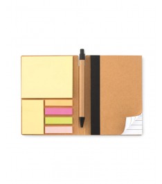 Memo carnet taccuino e post it con penna e segnapagina