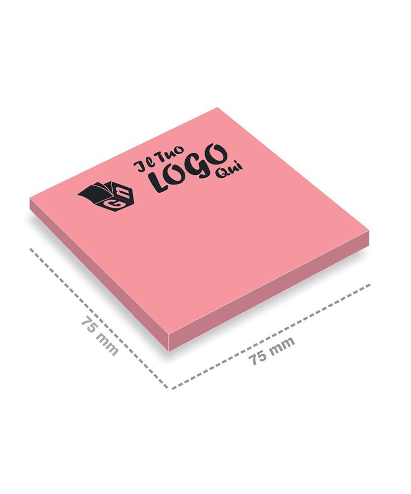 Post-it rosa fluo 75 x 75 mm, stampa il tuo Logo in quadricromia