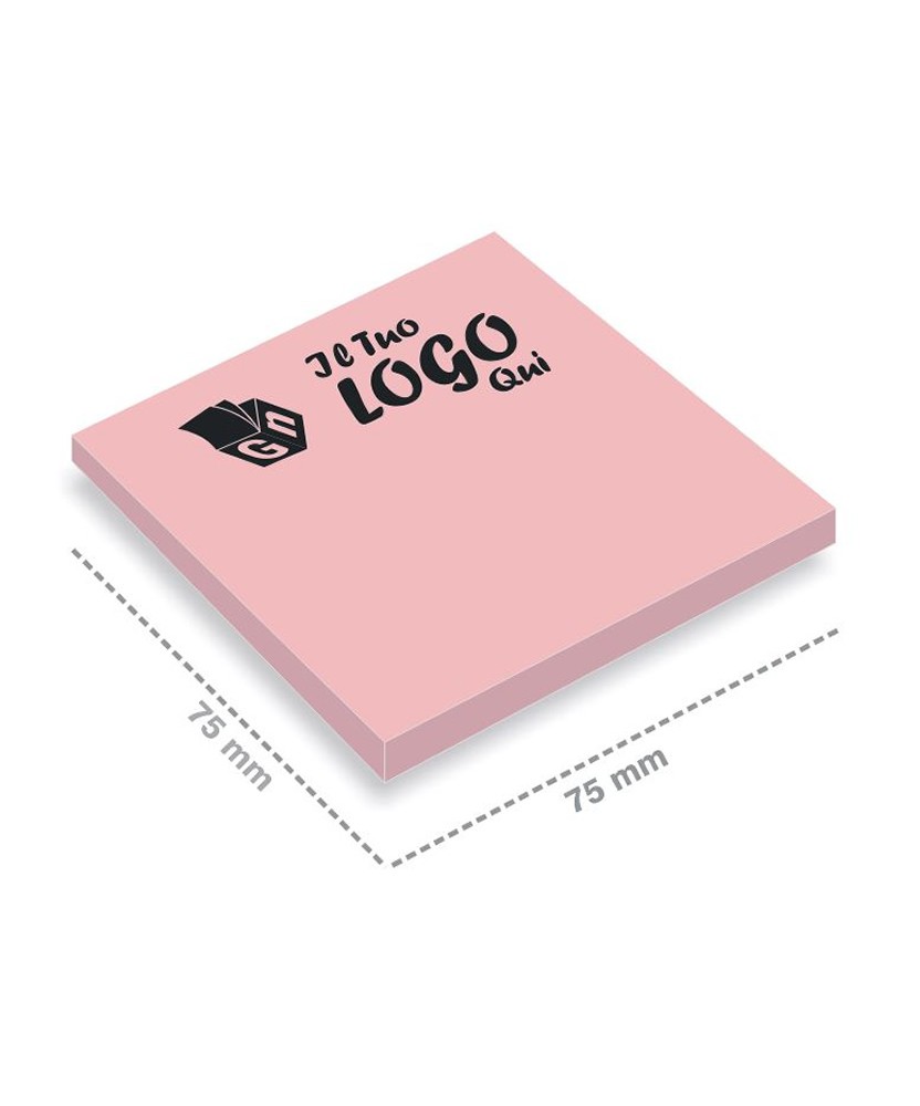 Post-it rosa pastello 75 x 75 mm, stampa il tuo Logo in quadricromia