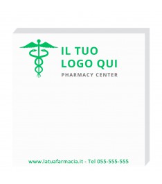 Post-it 75 x 75 mm quadrati carta bianca con il logo della tua farmacia