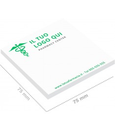 Post-it 75 x 75 mm quadrati carta bianca con il logo della tua farmacia