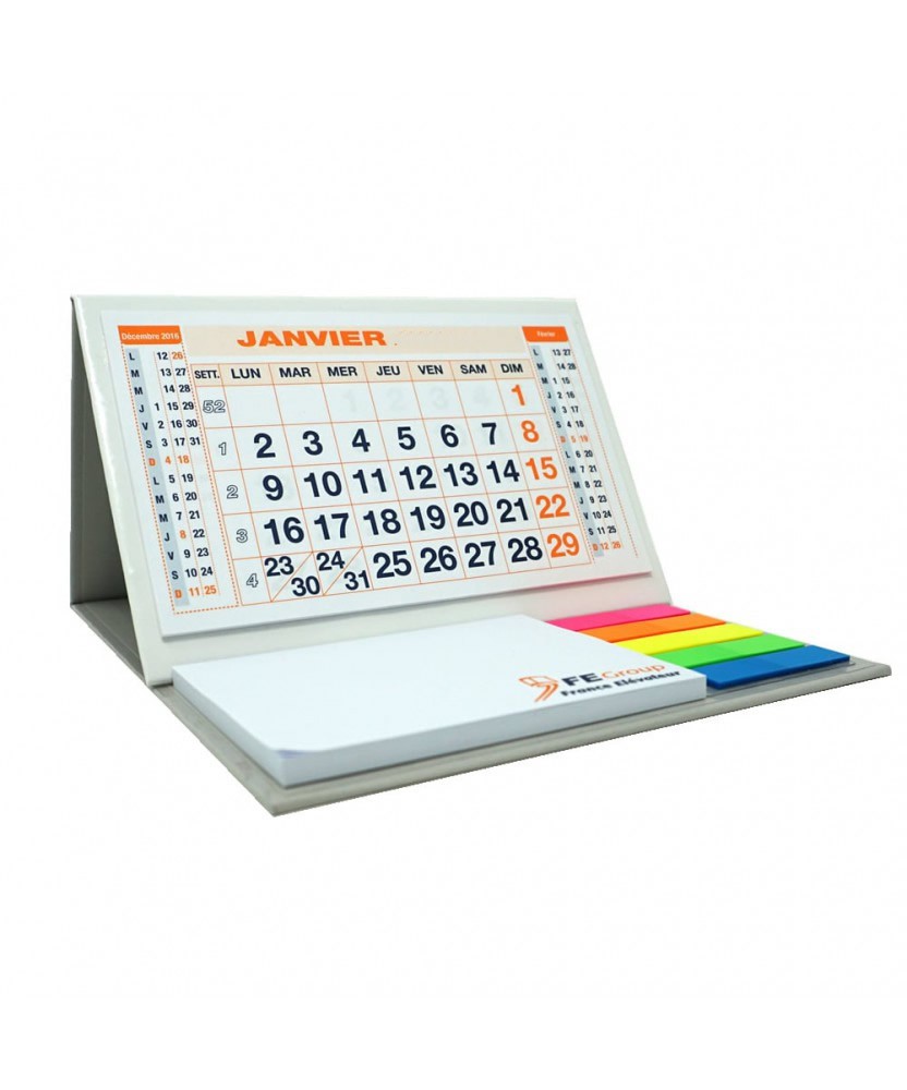 Calendario da tavolo personalizzato 2023 con post it e segnapagina
