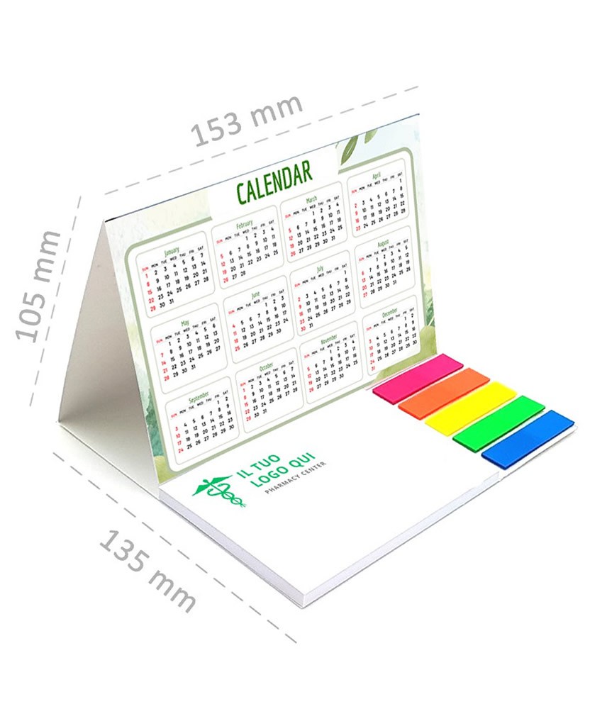 Calendario da tavolo post it e segnapagina con logo della tua farmacia