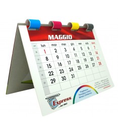 Calendario da tavolo con spirale in carta e supporto in cartoncino rigido aperto 21x15 cm