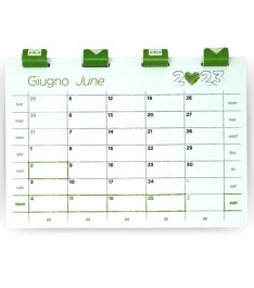 Pagina mese di Giugno con rilegatura spirale in carta personalizzata con logo e simboli