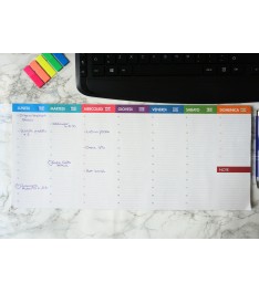 Planning settimanale 42x18,5 cm su scrivania per organizzare la settimana