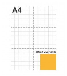 Dimostrazione dimensioni 75x75mm su foglio A4