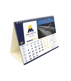 Calendario da tavolo con spirale metallica e fogli con mesi su base pieghevole 21,4 x 15,5 x 10 cm
