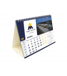 Calendario da tavolo con spirale metallica e fogli con mesi su base pieghevole 21,4 x 15,5 x 10 cm