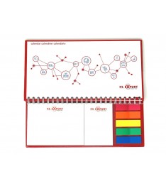 Calendario da tavolo con spirale metallica, post-it e segnapagina su base rigida personalizzato