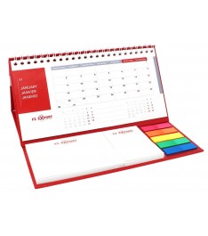 Calendario da tavolo 21x19,5 cm con spirale metallica, post-it e segnapagina su base rigida
