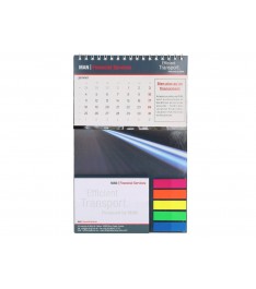 Calendario da tavolo 24x15 cm con copertina morbida a spirale, post-it e segnapagina chiuso