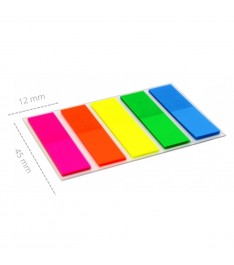 Set 5 bandierine segnapagina colori fluo 12x45mm