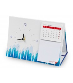 Calendario da tavolo 21x15 cm con orologio a pila, fogli da 75x60mm e post-it