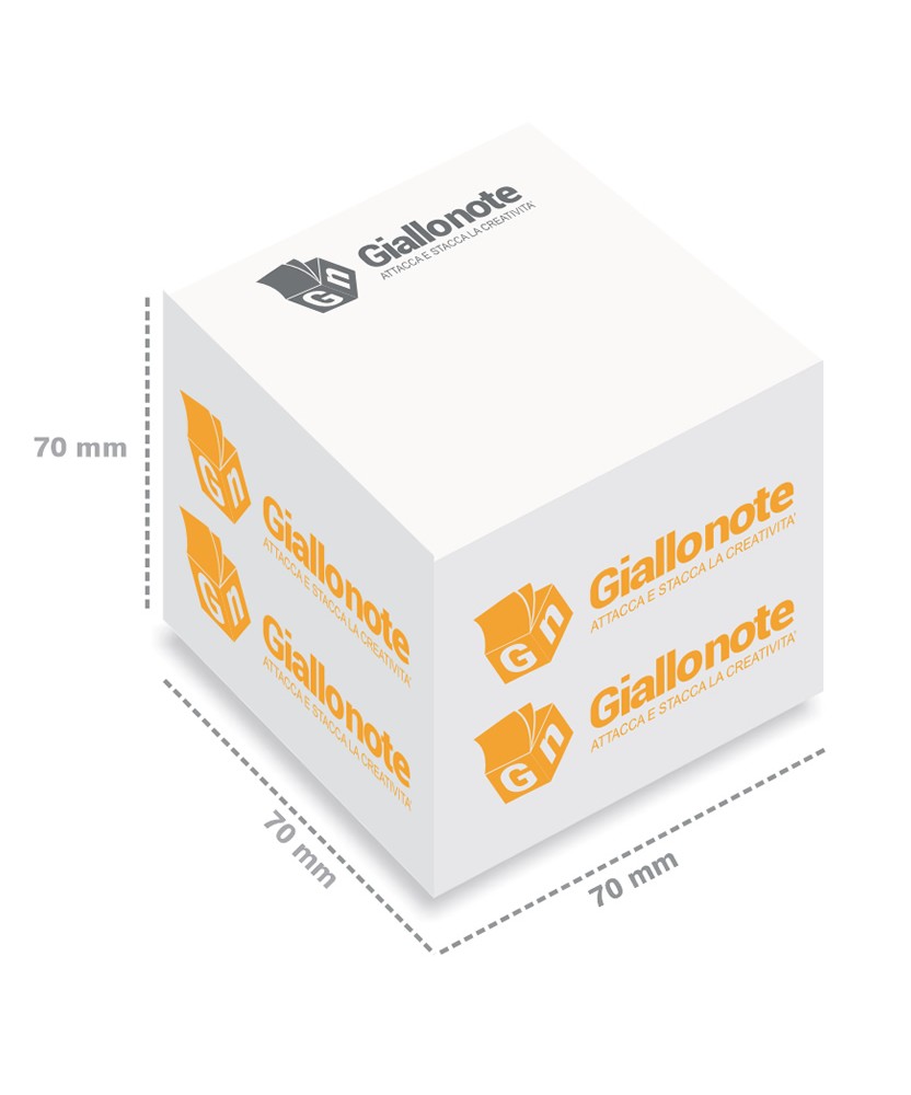 misure cubo memo adesivi personalizzati700 fogli 70x70x70mm giallonote