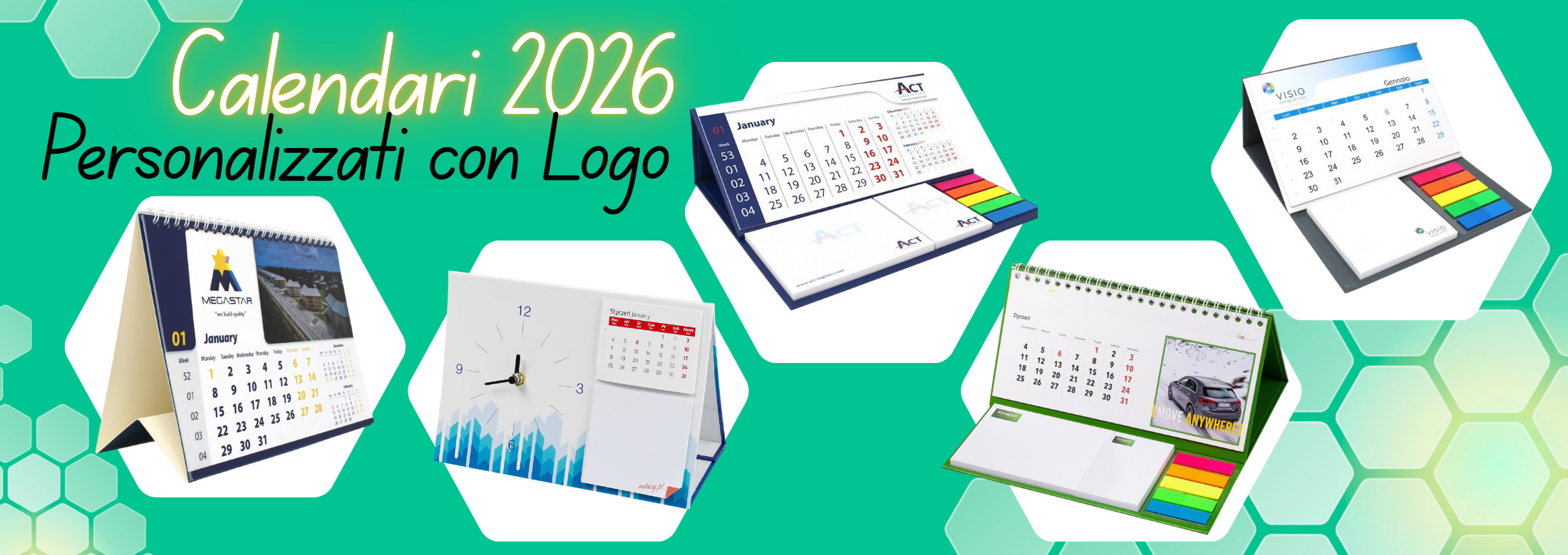 Calendari personalizzati 2026 con Post-it, scegli la grafica e stampa il Tuo Logo