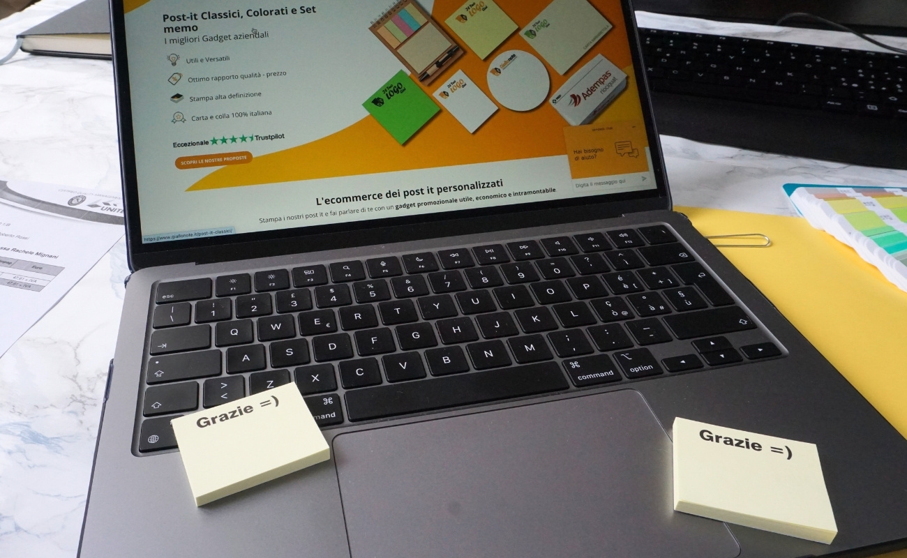 Post it piccoli 4x2cm con semplice scritta Grazie