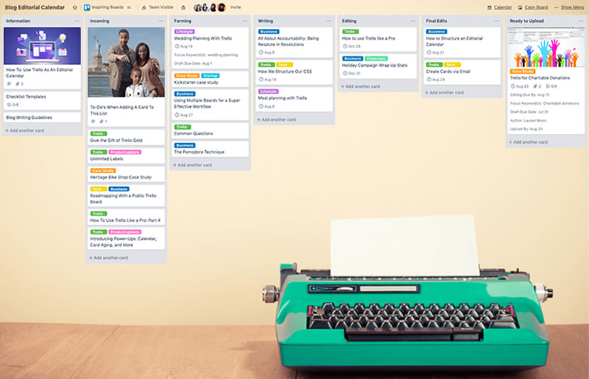 esempio calendario con trello