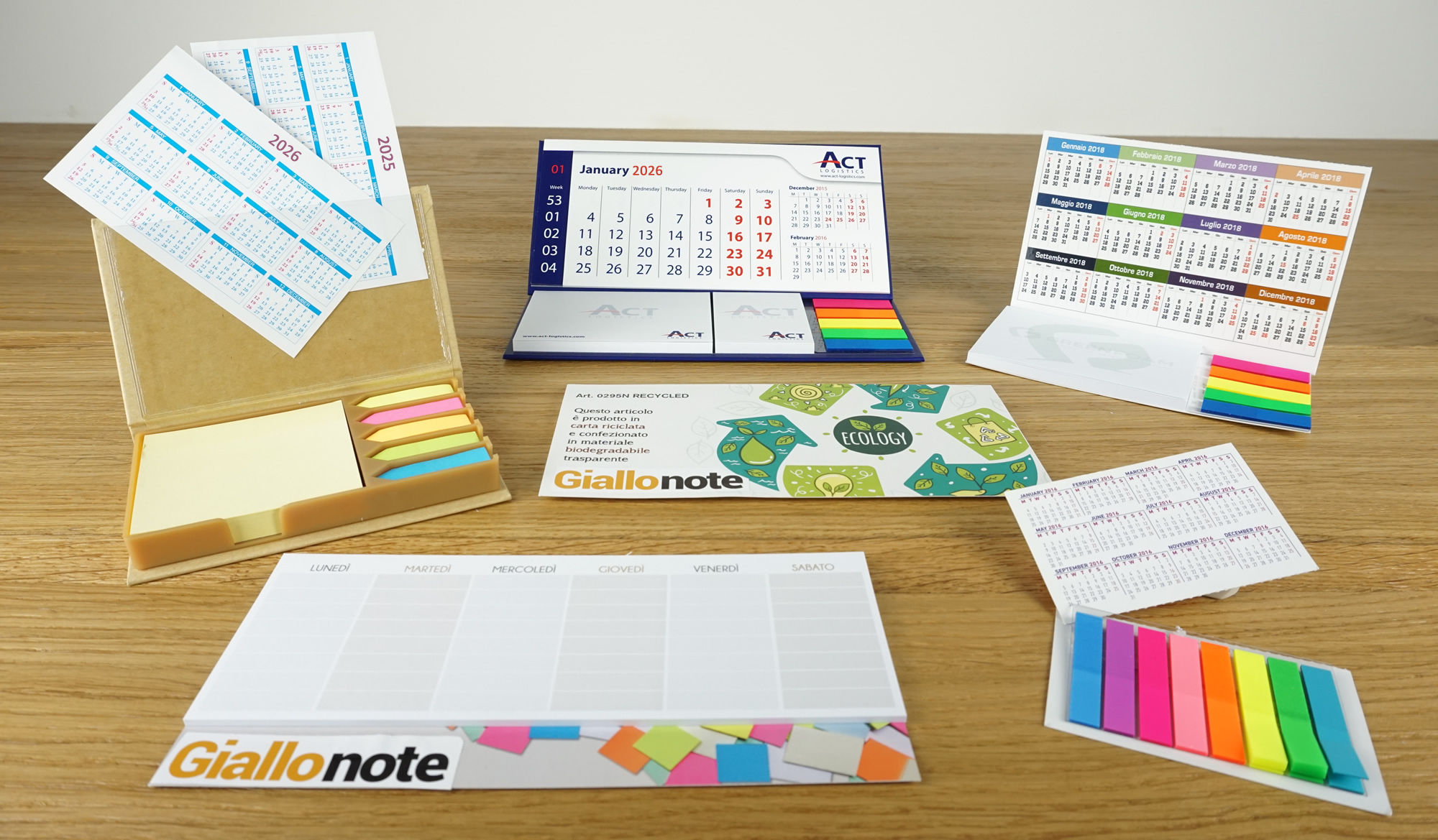 POst-it set memo, calendari e bandierine segnapagina personalizzati
