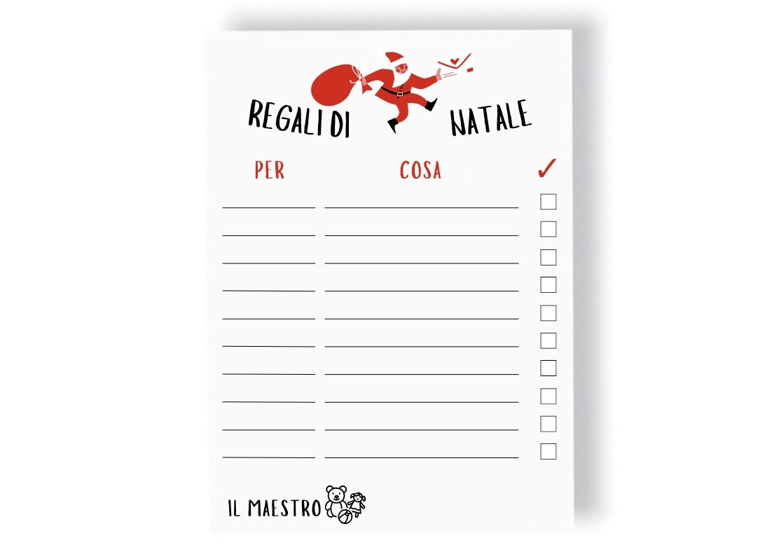 Postit 75x140mm con stampa personalizzata per lista regali Natale