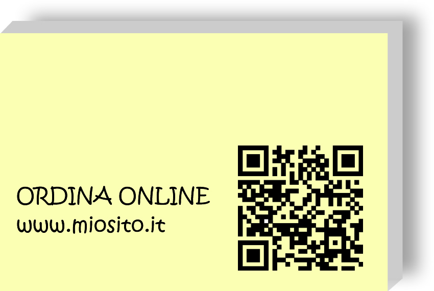Esempio di stampa memo adesivi 50x75mm con QR code