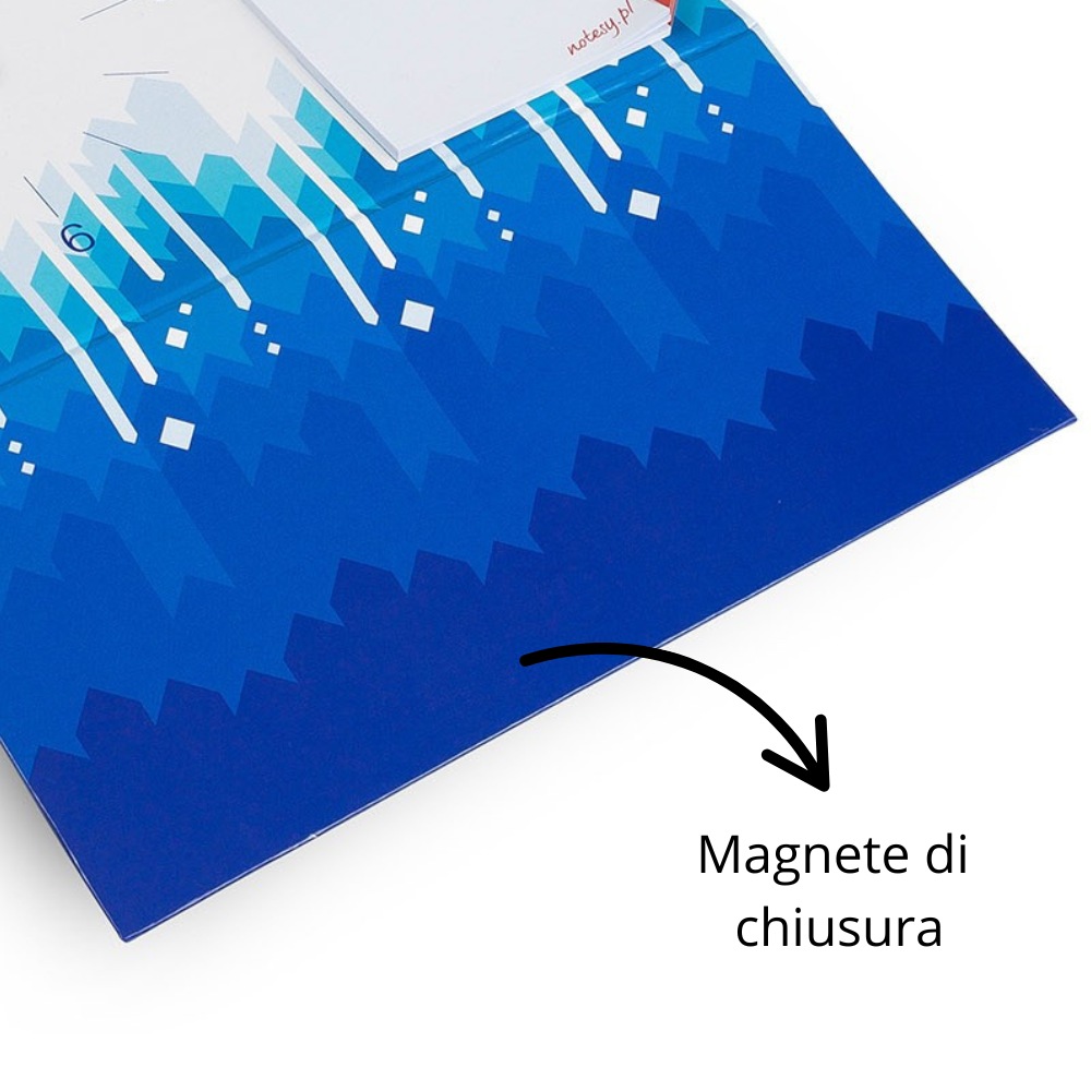 magnete di chiusura nascosto nella copertina del calendario