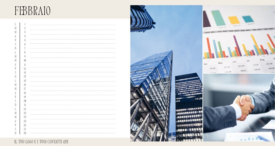 template calendario personalizzato con foto attività banca
