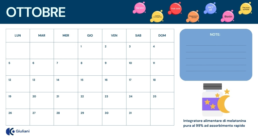 template calendario personalizzato con i prodotti dell’azienda farmaceutica