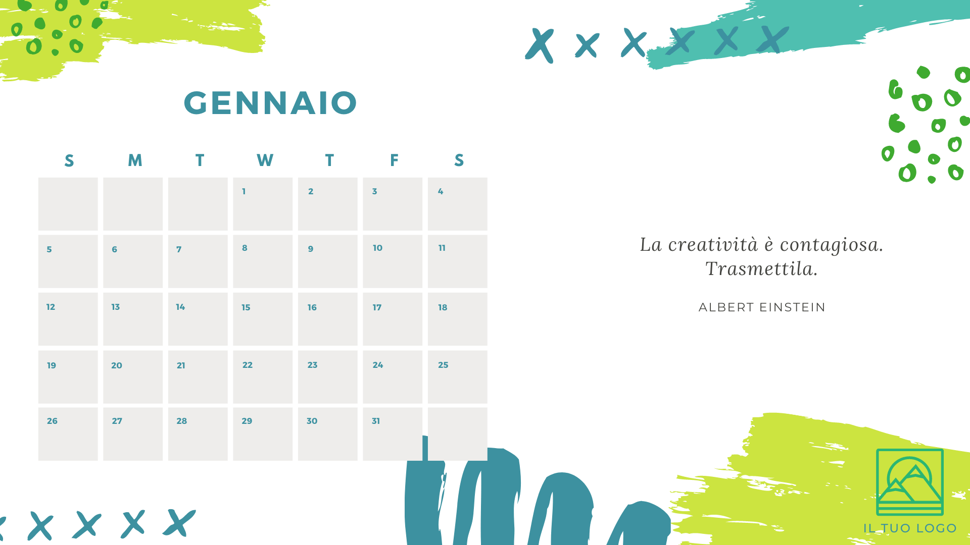 template calendario personalizzato con frase motivazionale