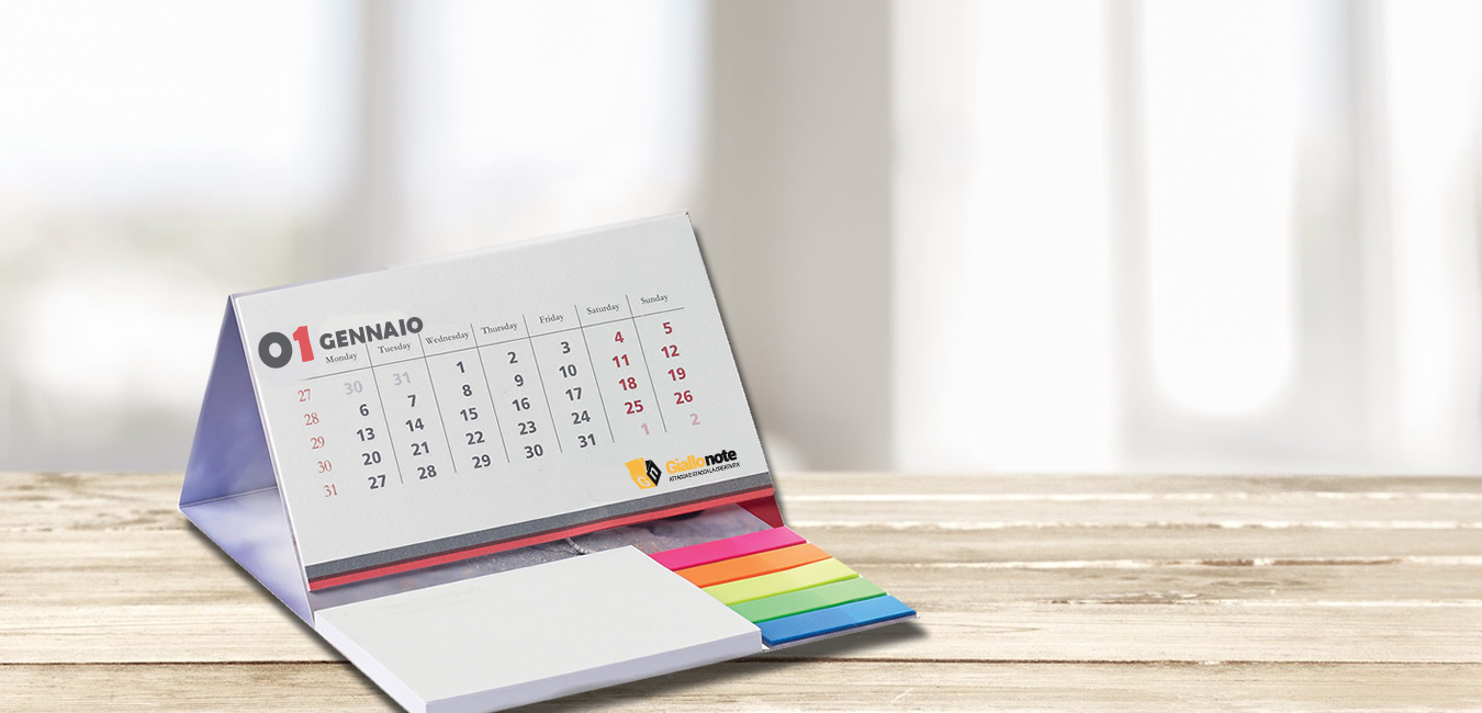 Calendario Giallonote personalizzabile con post-it