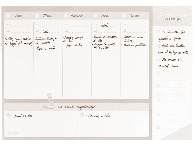 Planning settimanale da scrivania personalzzato