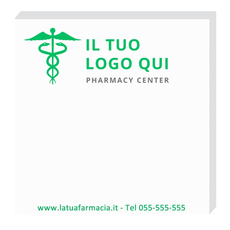 Post it 75x75mm con esempio di personalizzazione Logo Farmacia