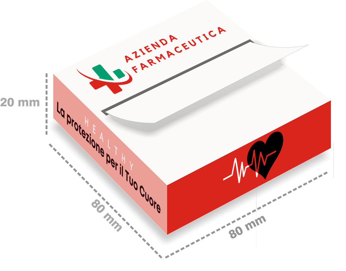 distributore di foglietti adesivi in cartoncino personalizzato Farmaco 80x80mm