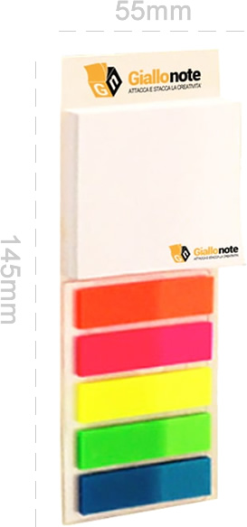 Memo Cardboard Giallonote combinato con bandierine segnapagina