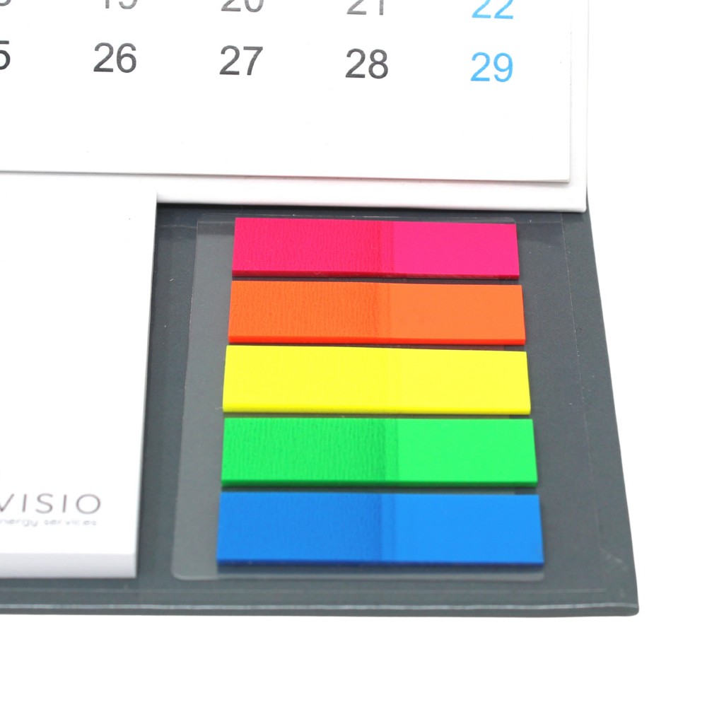 Set di 5 bandierine segnapagina colori fluo su calendario
