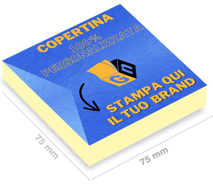 Post-it 75x75mm con copertina 100% personalizzata