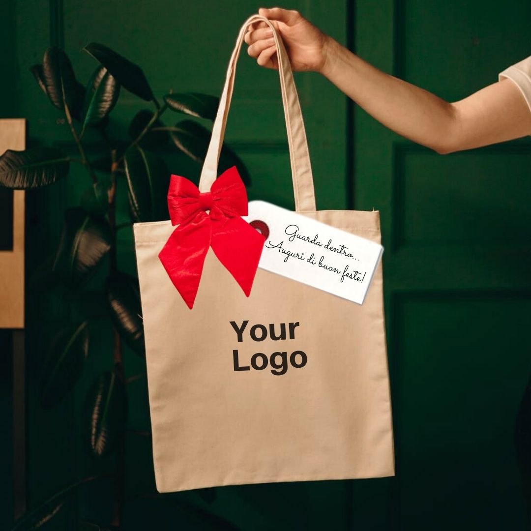 shopper personalizzata con biglietto auguri