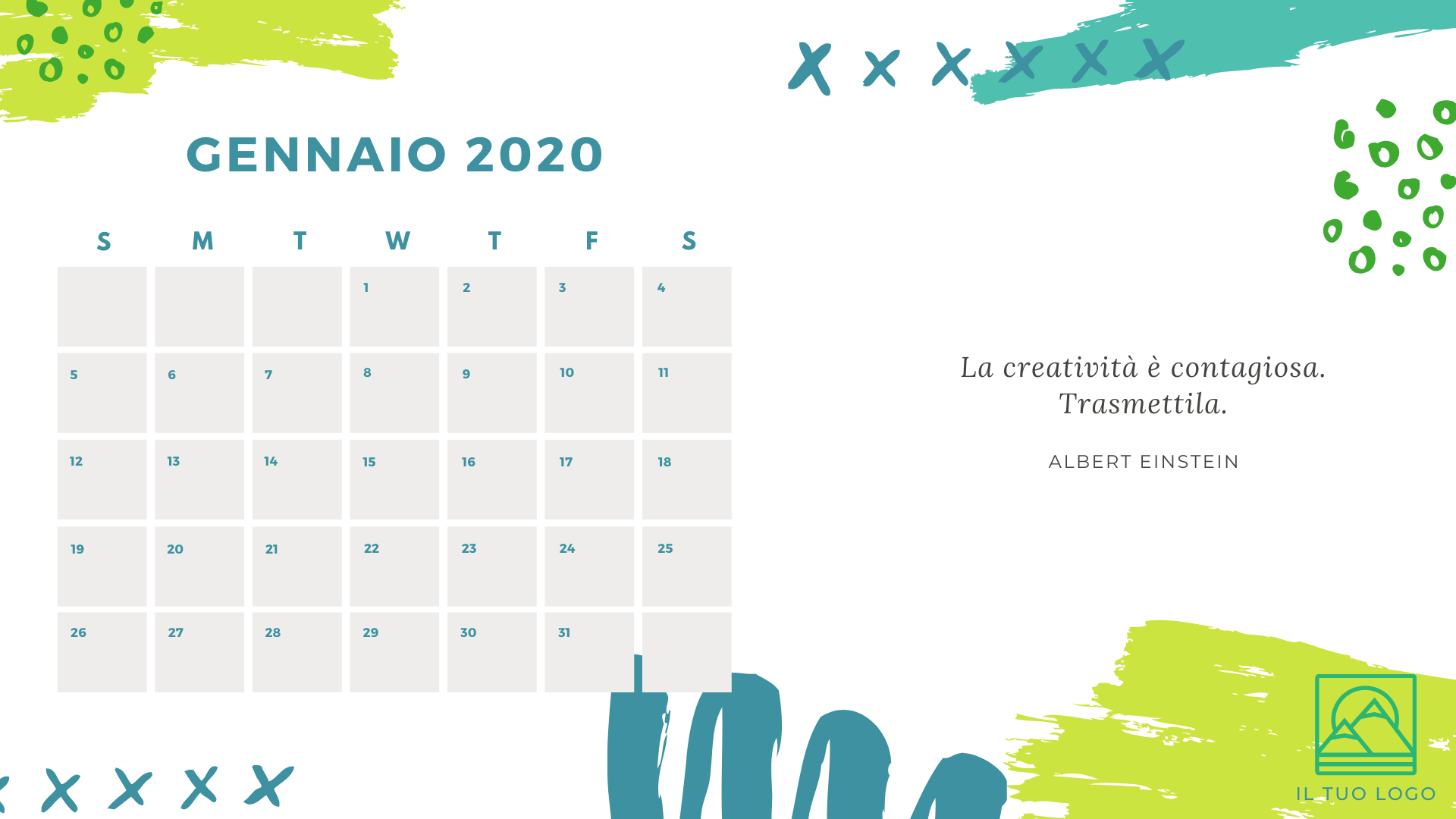 template calendario personalizzato con frase motivazionale