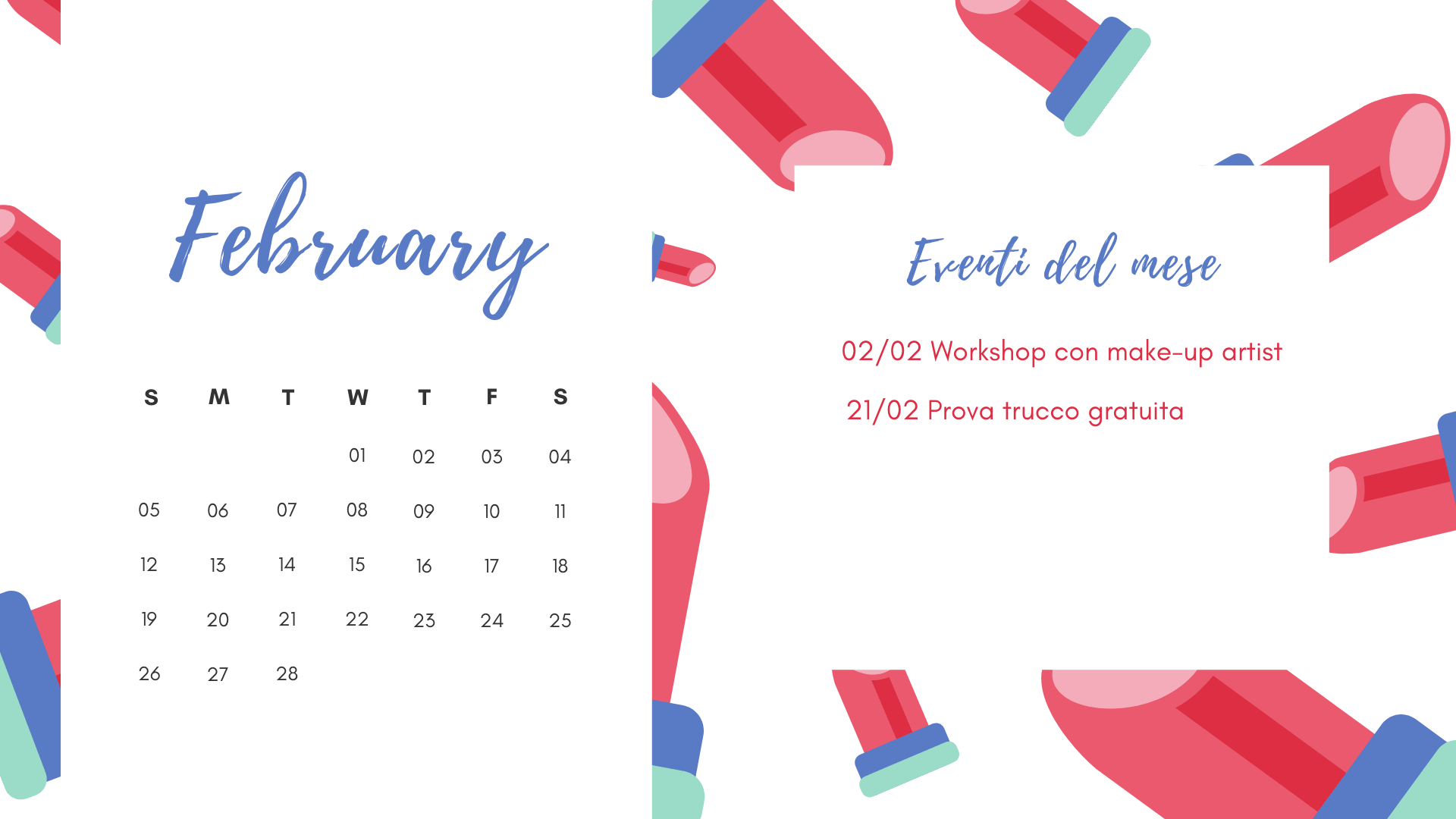 template calendario personalizzato con spazio eventi