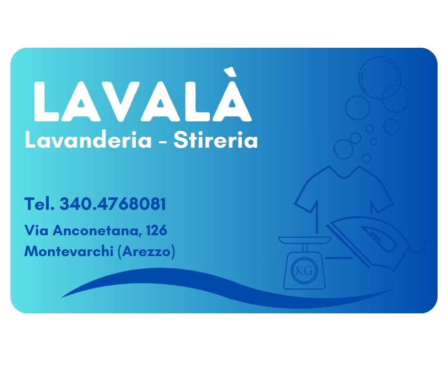 copertina personalizzata con logo, contatti e disegni rappresentativi una lavanderia stireria