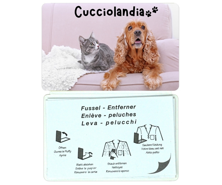 seconda di copertina con foto cane e gatto e logo negozio di animali