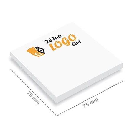 Post it personalizzati quadrati 75x75 mm in carta bianca stampati con il tuo Logo