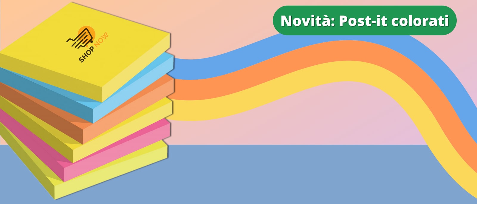 Novità 2022: post-it colorati gialli, arancioni, azzurri.